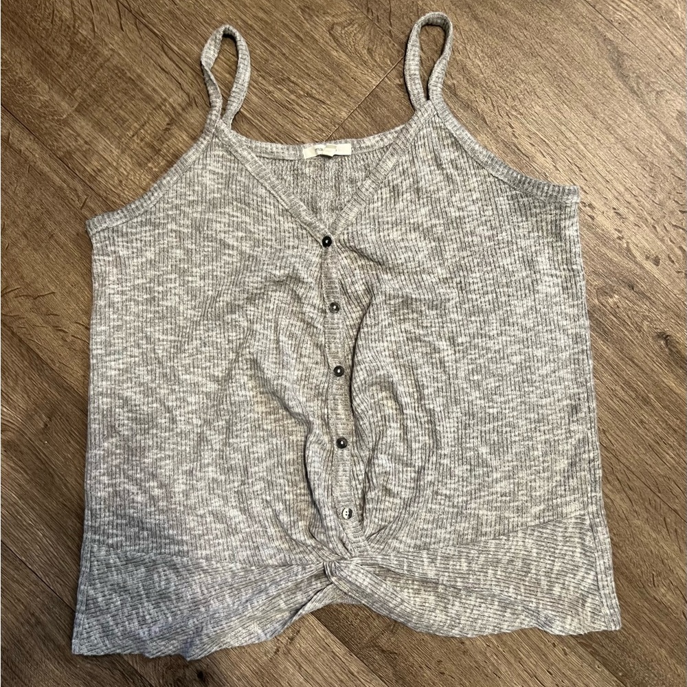 Gray button down tank top from Maurice’s
